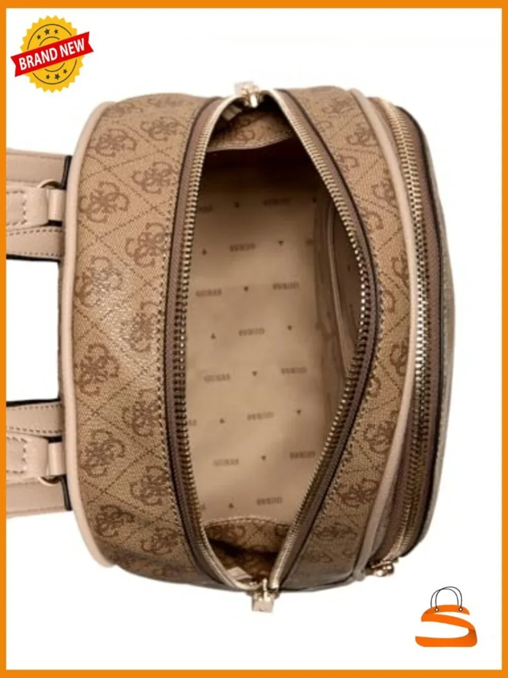 Large Backpack with Zip Pockets and Gold Hardware